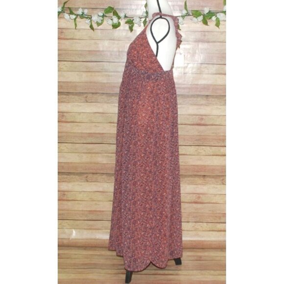 Dear John Elia Sleeveless Maxi Dress Size M Adjustable Straps V-Neck Lined Ruffl - Picture 6 of 11